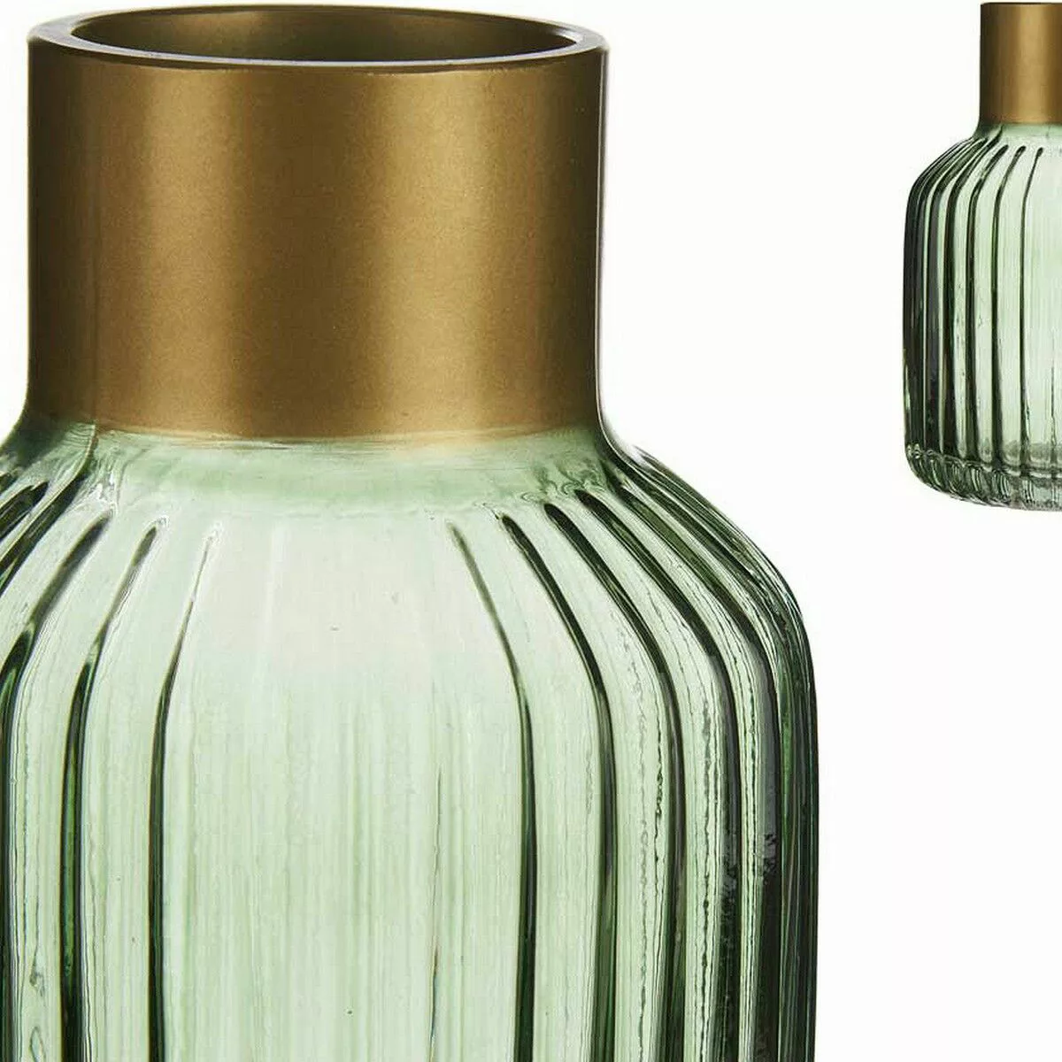 Vase Streifen Golden Grün Glas (12 X 18 X 12 Cm) günstig online kaufen