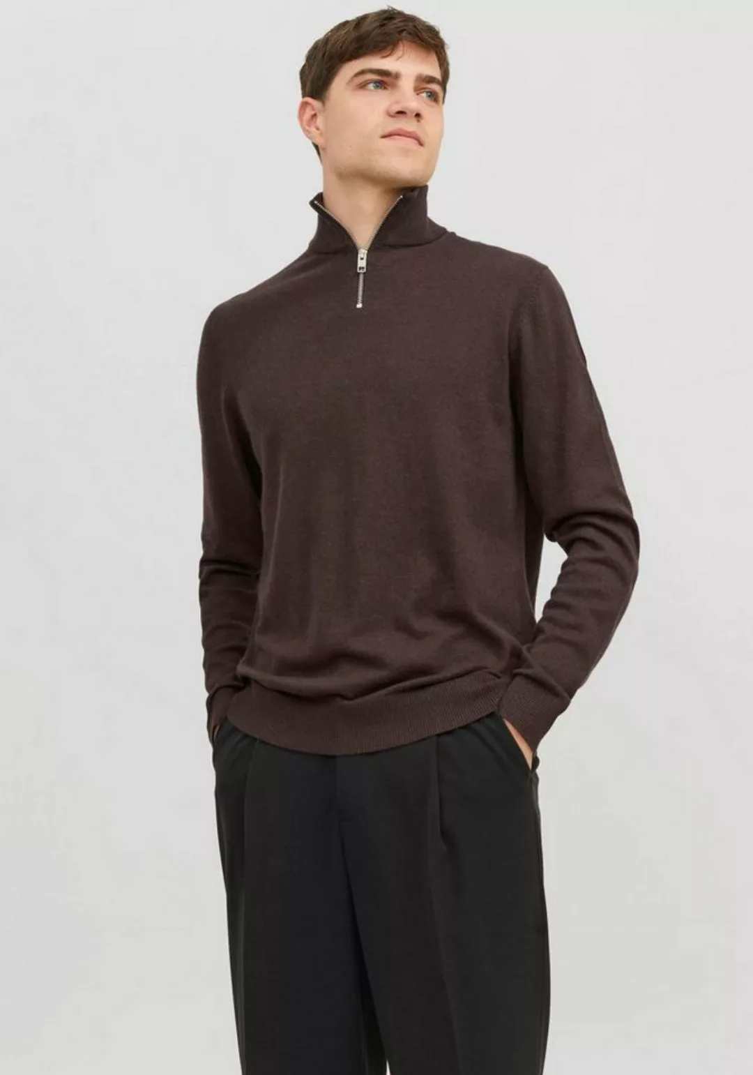 Jack & Jones Troyer JJEEMIL KNIT HALF ZIP NOOS mit Rippbündchen günstig online kaufen