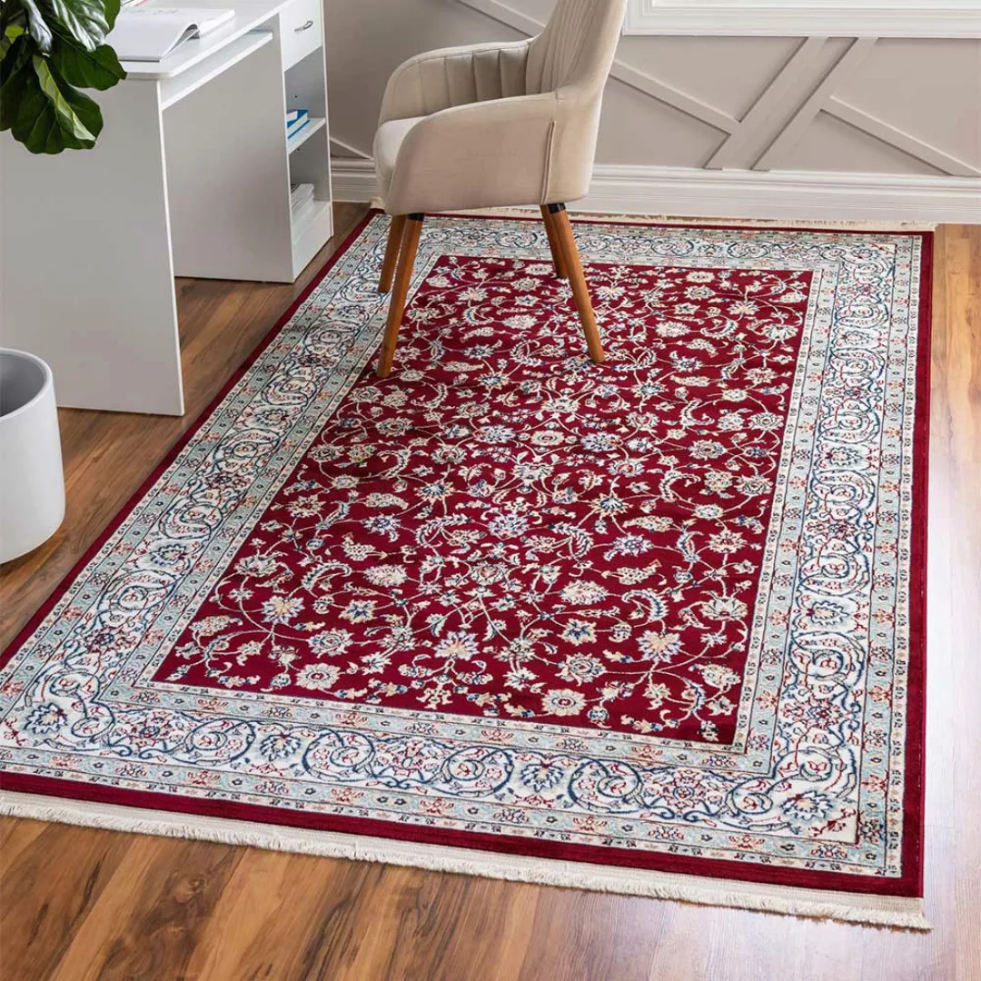 Rechteckiger Orient Stil Teppich in Dunkelrot und Creme 150x245 cm günstig online kaufen