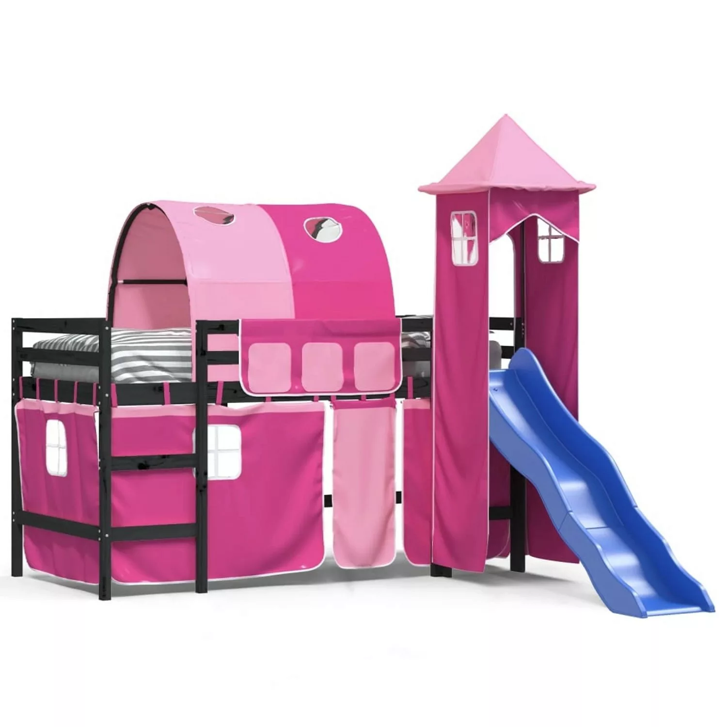 vidaXL Kinderhochbett mit Turm Rosa 80x200 cm Massivholz Kiefer1930269 günstig online kaufen