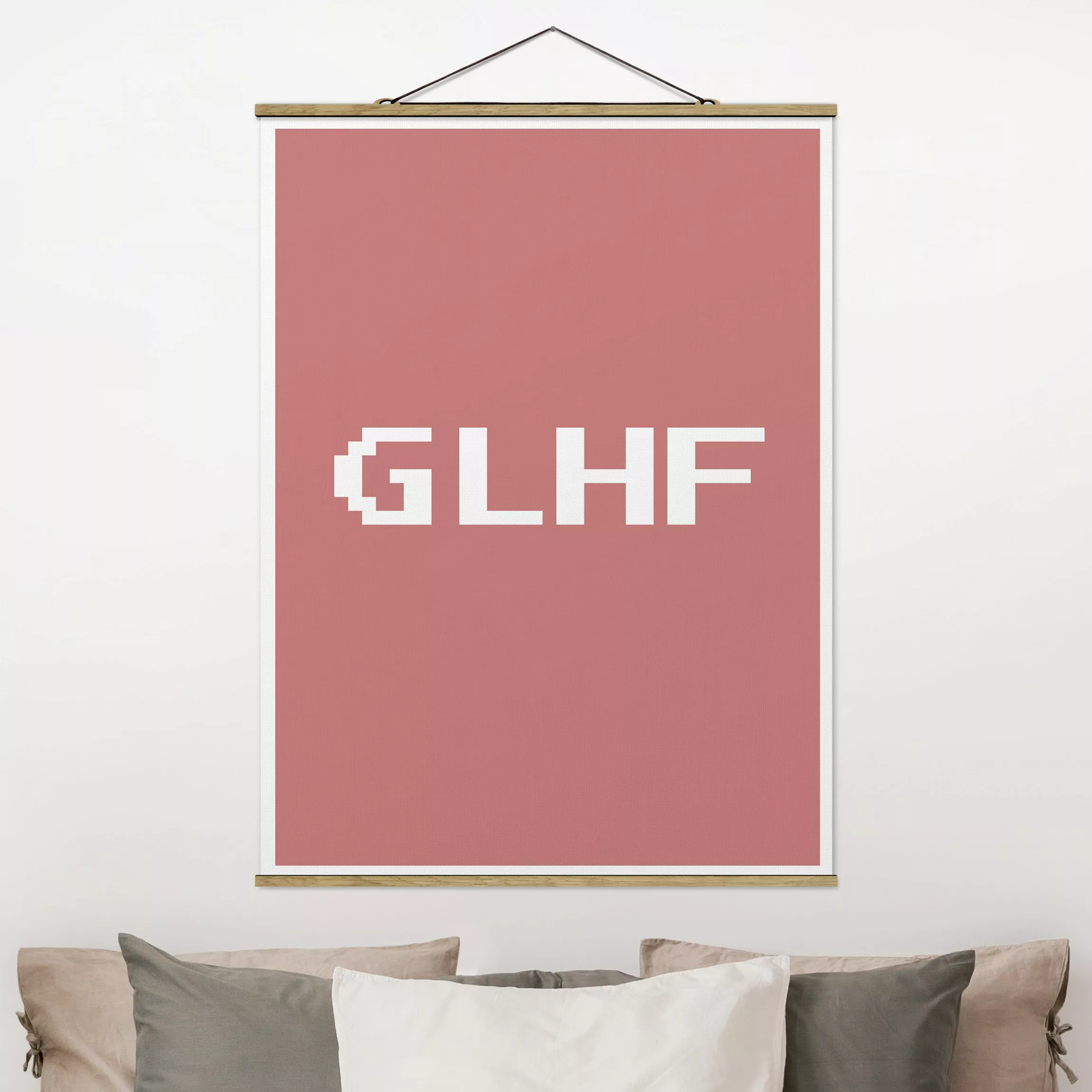 Stoffbild mit Posterleisten Gaming Kürzel GLHF günstig online kaufen