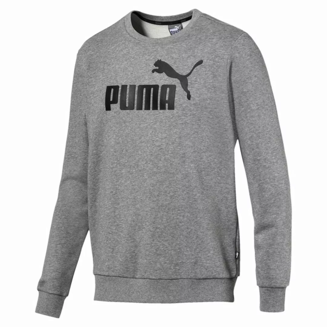 PUMA Herren Sweatshirt - ESS Crew Sweat, großes Puma Cat Logo Grau L günstig online kaufen