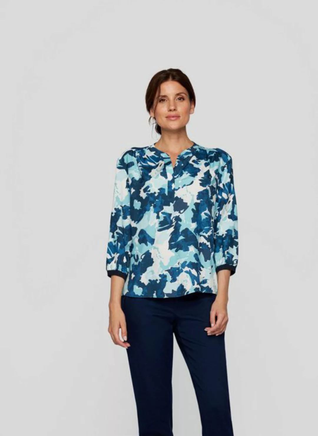 Rabe Klassische Bluse RABE Stylische Bluse mit blauem Print günstig online kaufen