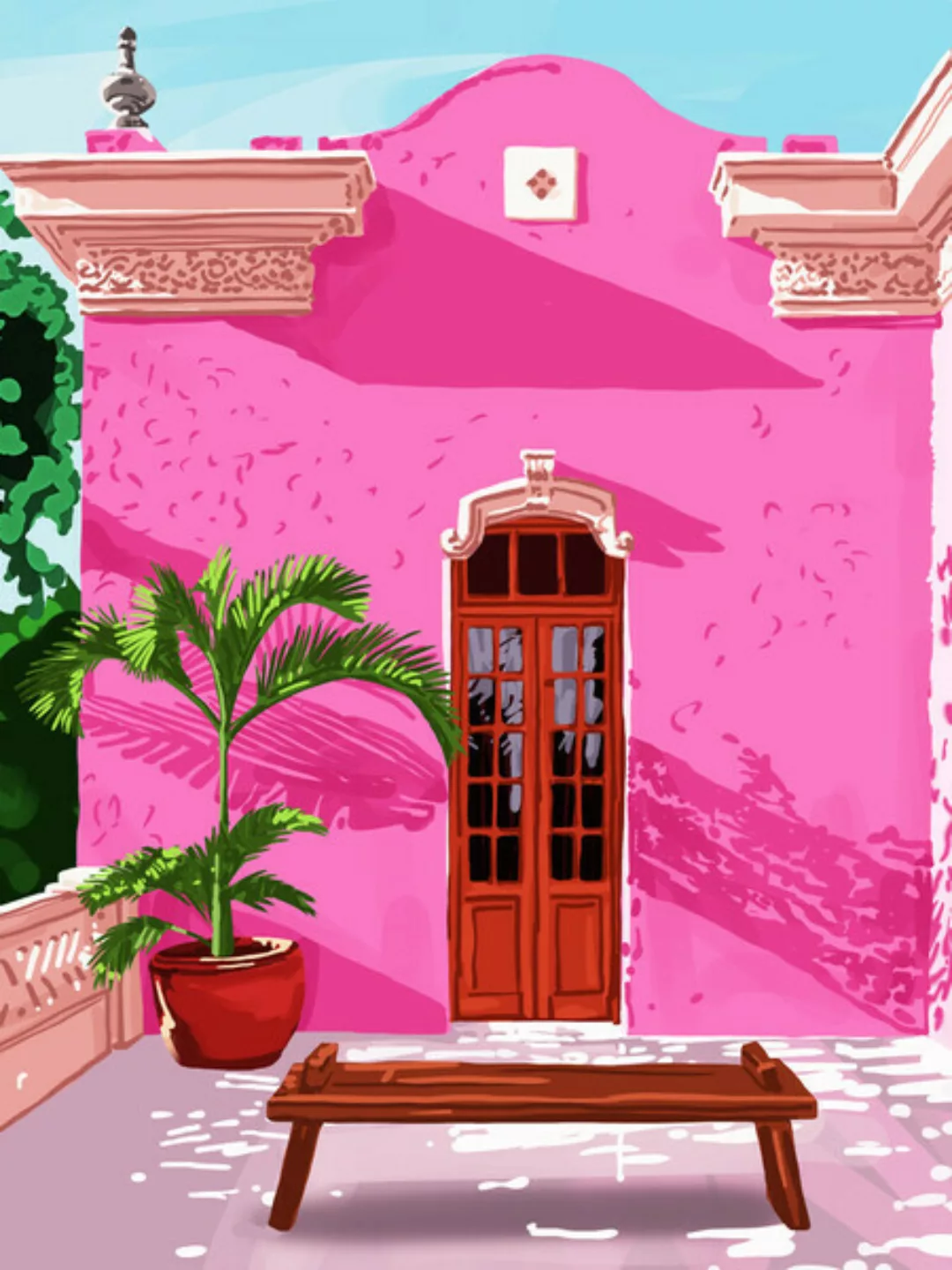 Poster / Leinwandbild - Pink Building günstig online kaufen