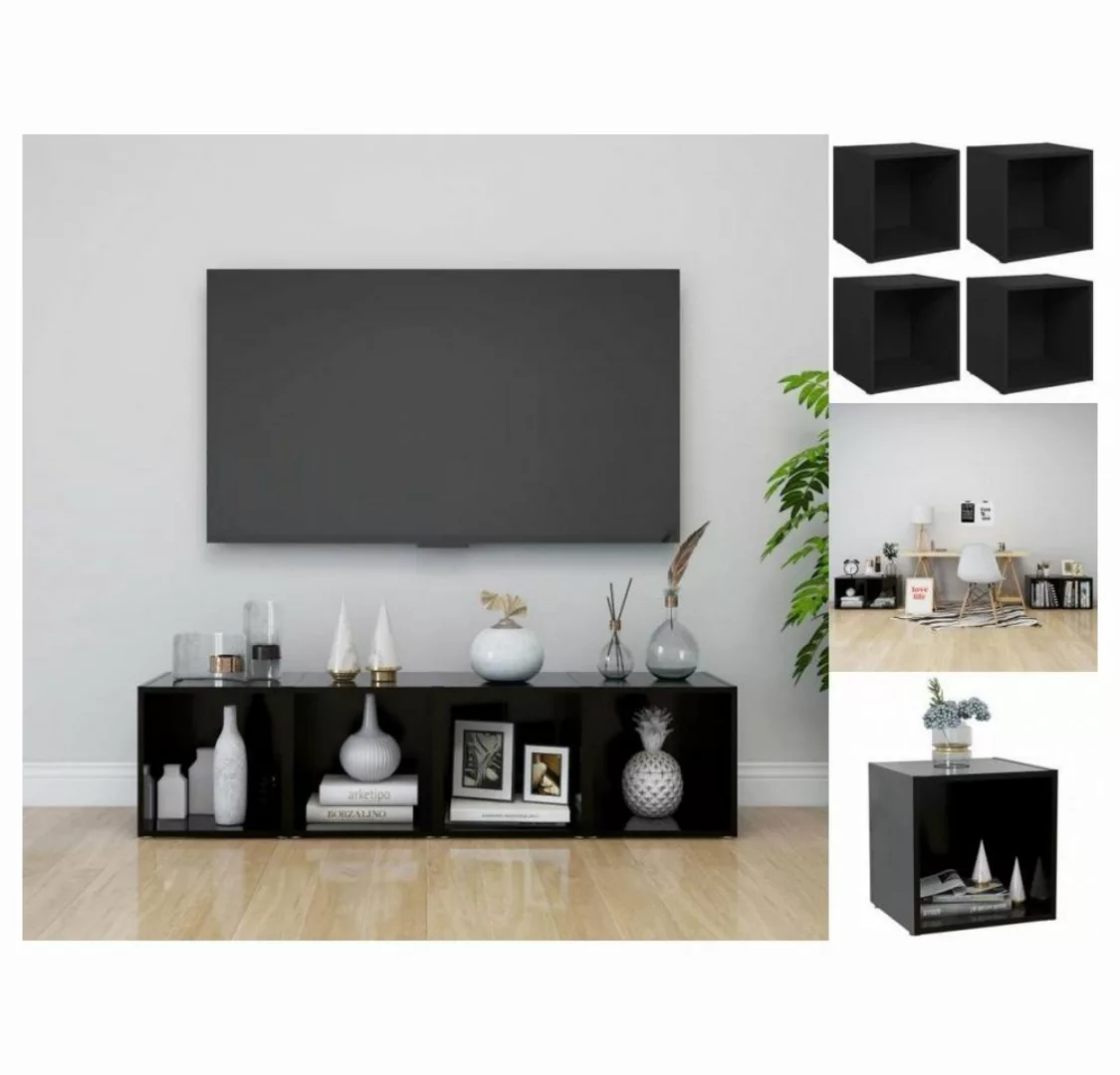 vidaXL TV-Schrank TV-Schränke 4 Stk Schwarz 37x35x37 cm Spanplatte Lowboard günstig online kaufen