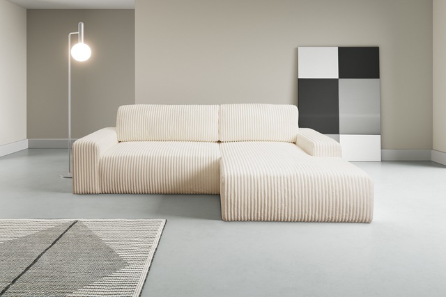 WERK2 Ecksofa "Rotterdam-L, kuschelweicher Cord oder Breitcord, L-Form, Bre günstig online kaufen