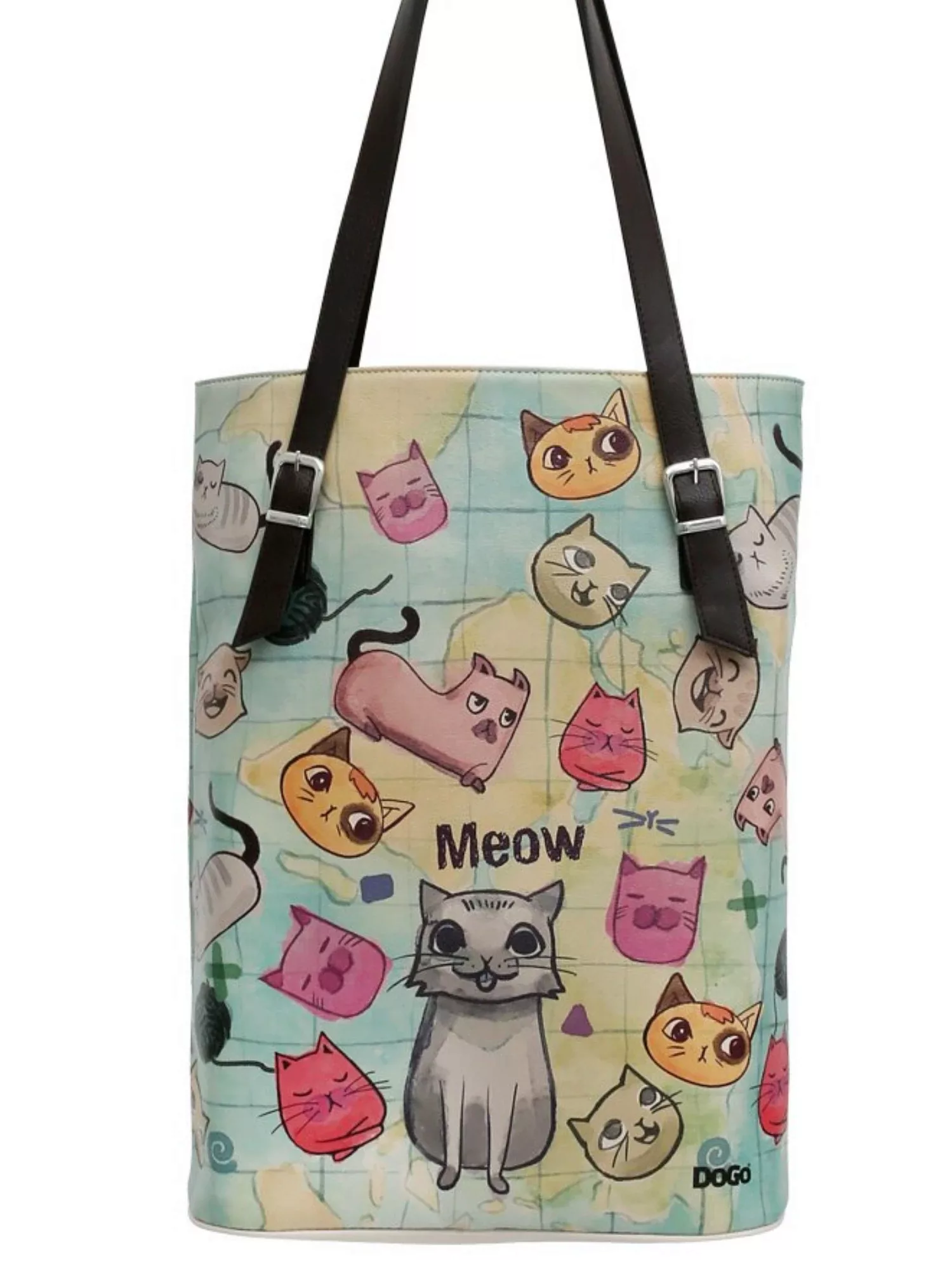 DOGO Umhängetasche "Damen Tall Bag Cats of the World Vegan Damen Handtasche günstig online kaufen