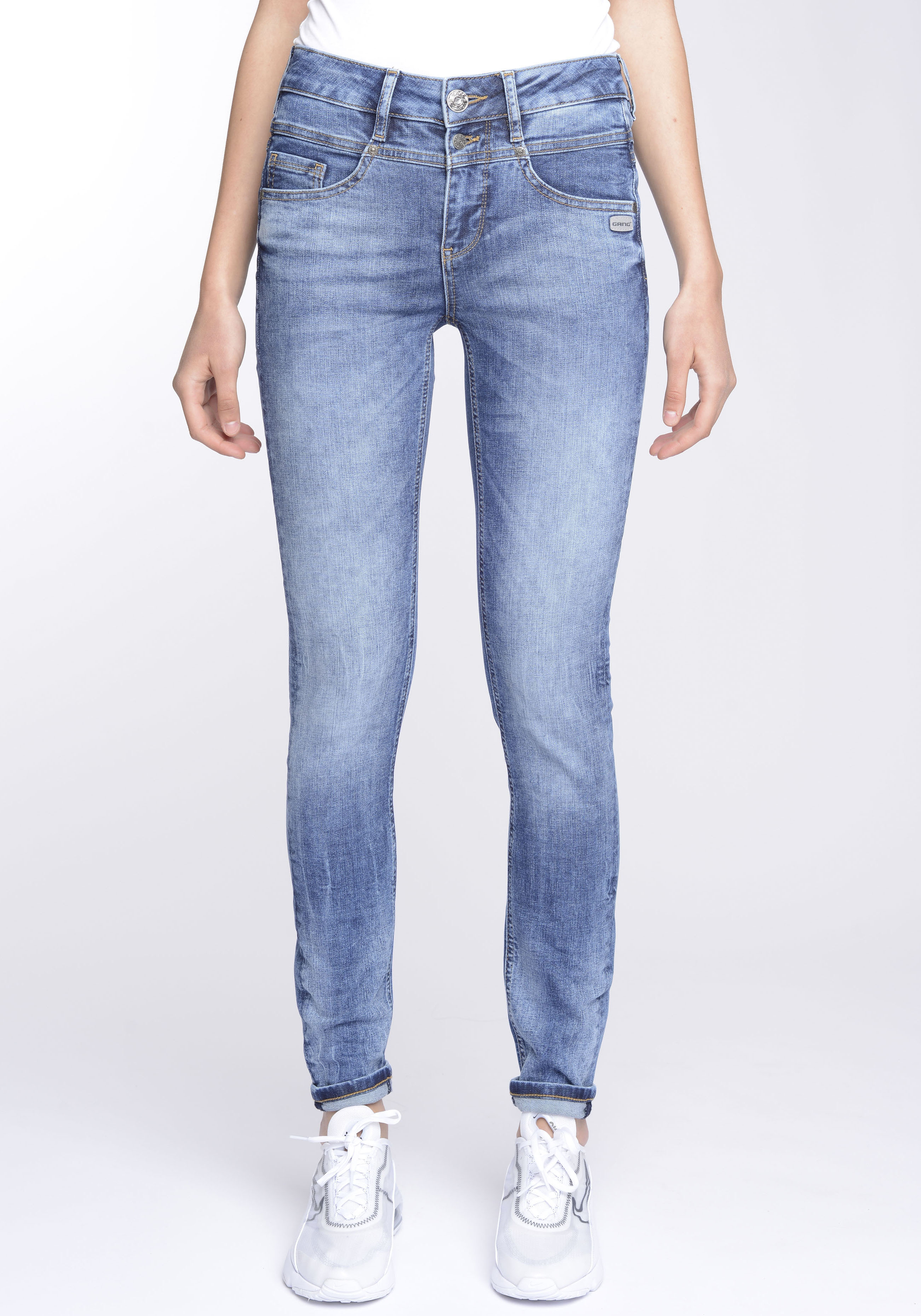 GANG Skinny-fit-Jeans 94MORA mit 3-Knopf-Verschluss und Passe vorne günstig online kaufen