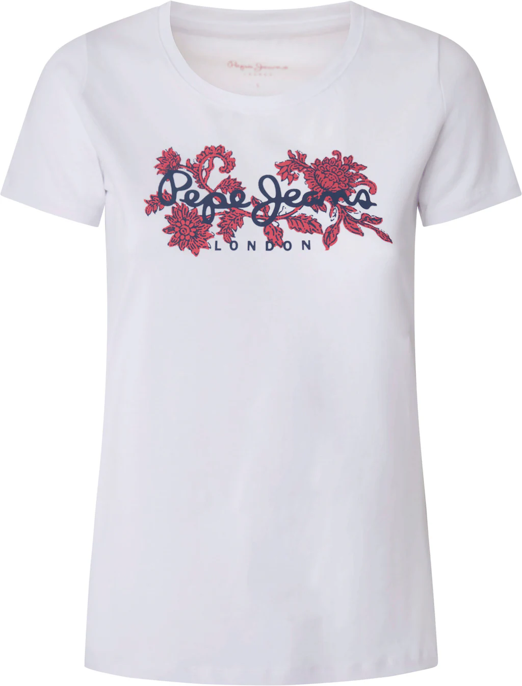 Pepe Jeans Rundhalsshirt NEREA mit floralem Logo-Print und Stretch günstig online kaufen