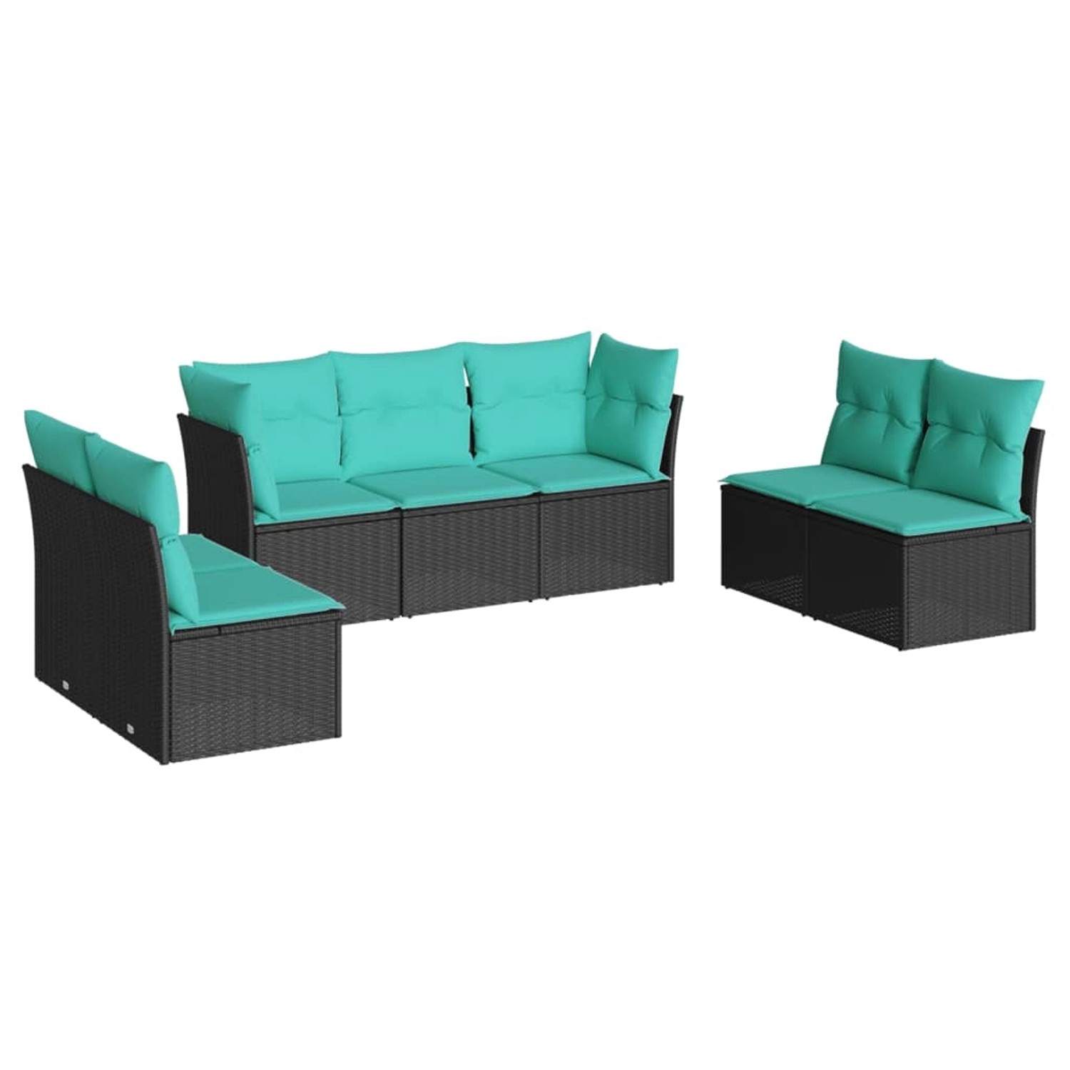vidaXL 7-Tlg Garten-Sofagarnitur mit Kissen Schwarz Poly Rattan 3217407 günstig online kaufen