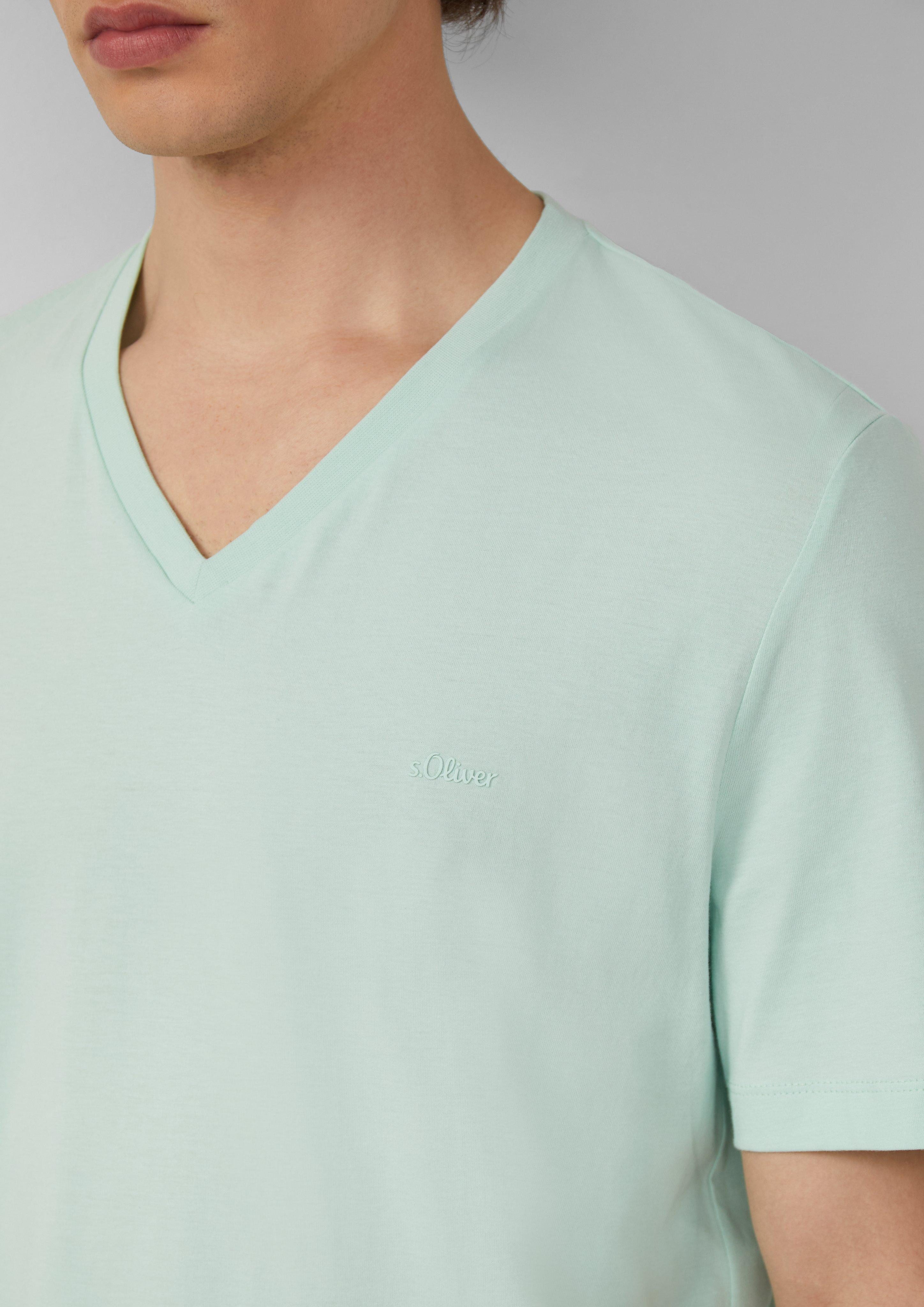 s.Oliver Kurzarmshirt Jersey-T-Shirt mit V-Ausschnitt und günstig online kaufen