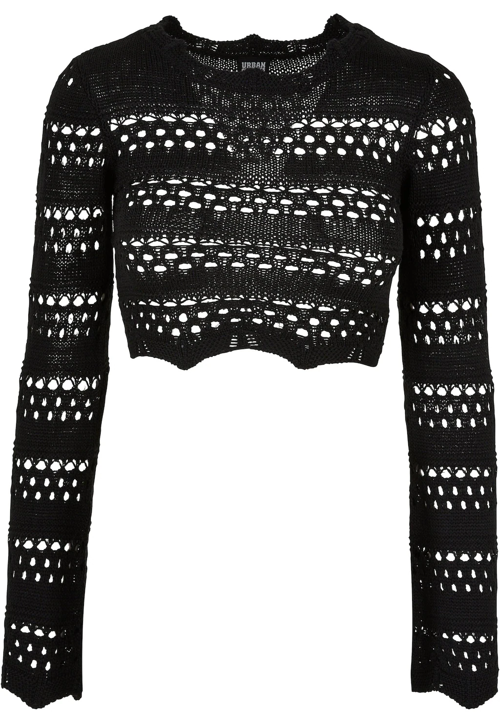 URBAN CLASSICS Rundhalspullover "Urban Classics Damen Ladies Cropped Croche günstig online kaufen