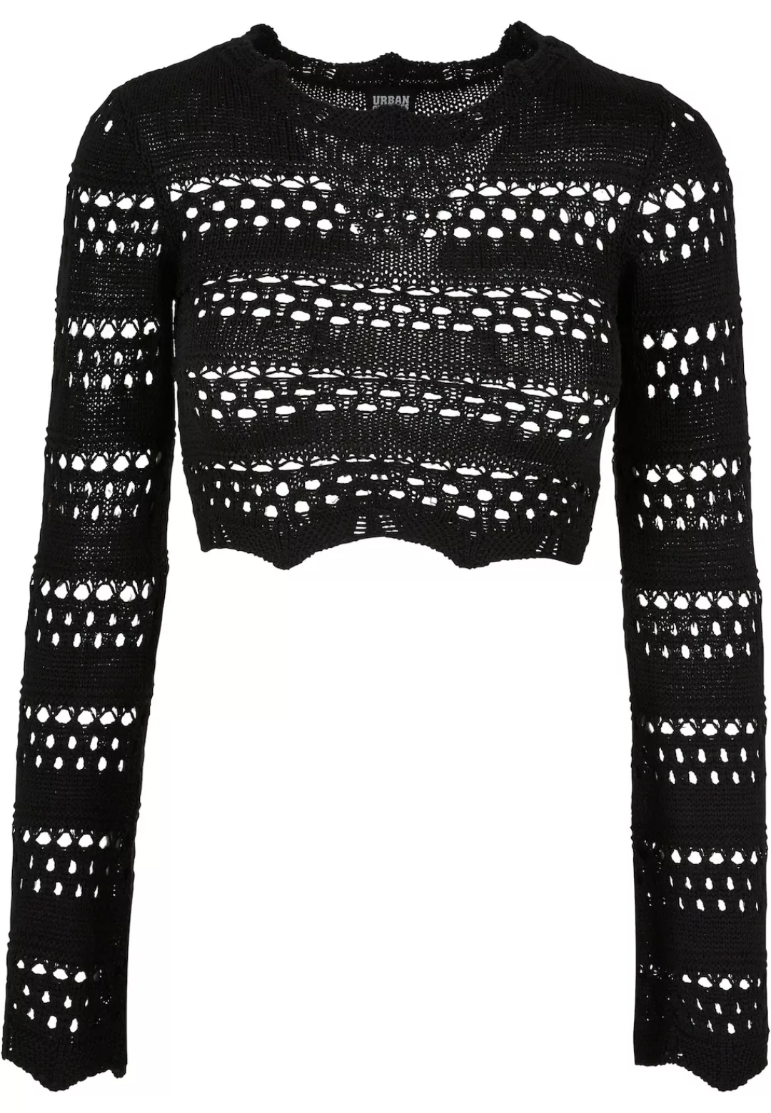 URBAN CLASSICS Rundhalspullover "Urban Classics Damen Ladies Cropped Croche günstig online kaufen