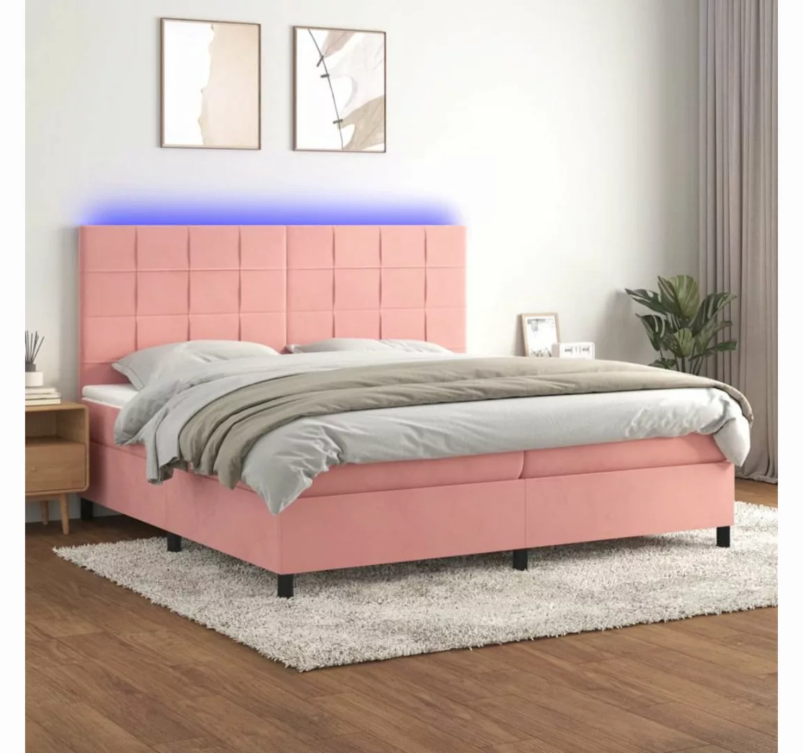 vidaXL Boxspringbett Boxspringbett mit Matratze & LED Samt (200 x 200 cm, R günstig online kaufen