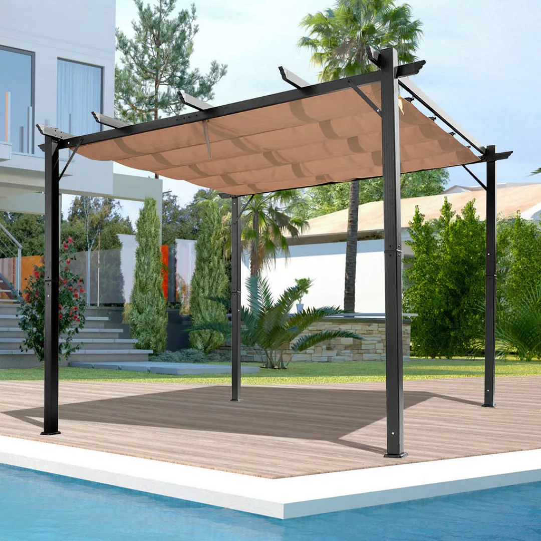 Outsunny Pergola braun Aluminium B/H/L: ca. 400x223x300 cm günstig online kaufen