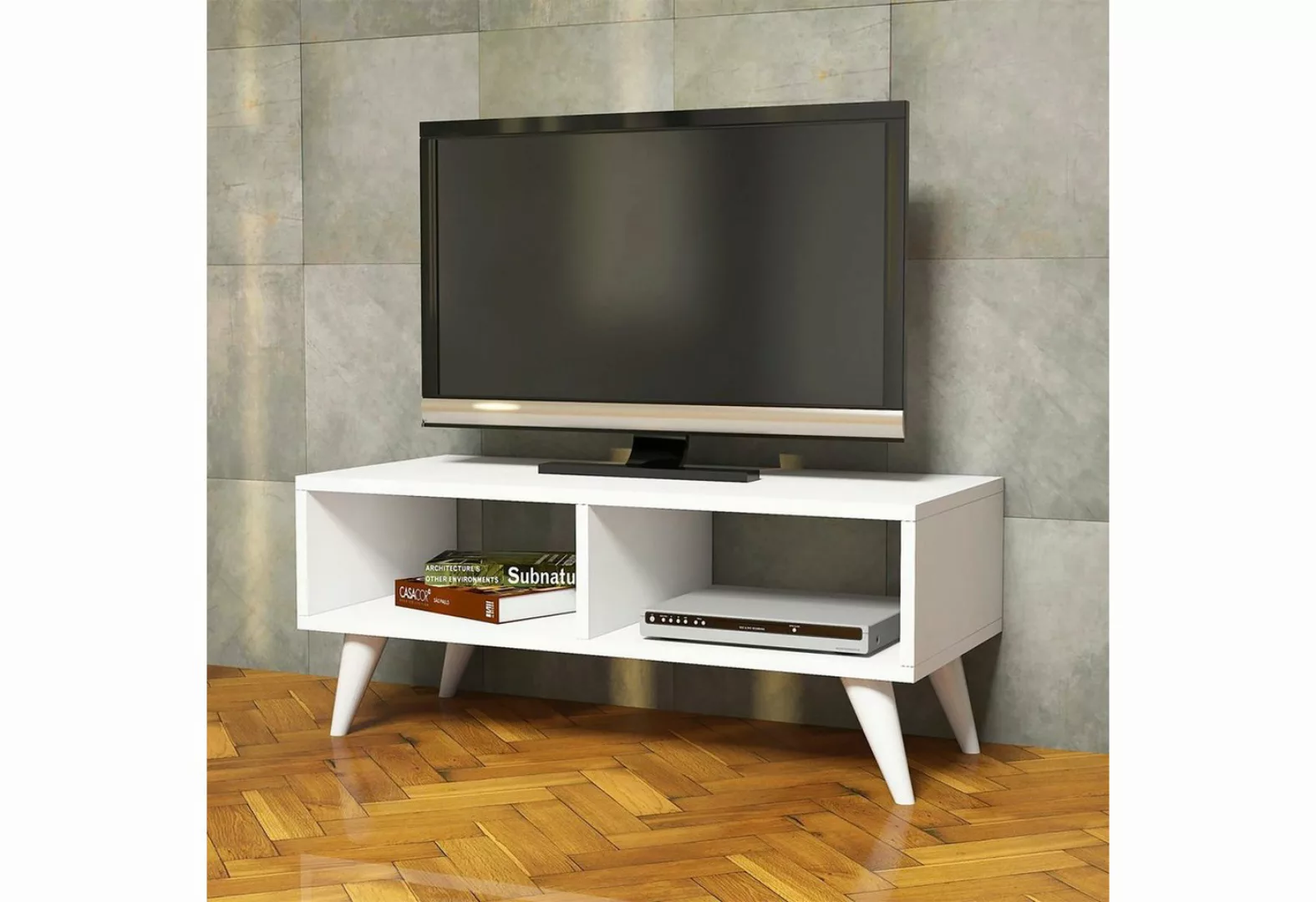 en.casa TV-Schrank Aaskov TV Board Lowboard 35x90x35cm, 2 Ablagen, Weiß günstig online kaufen