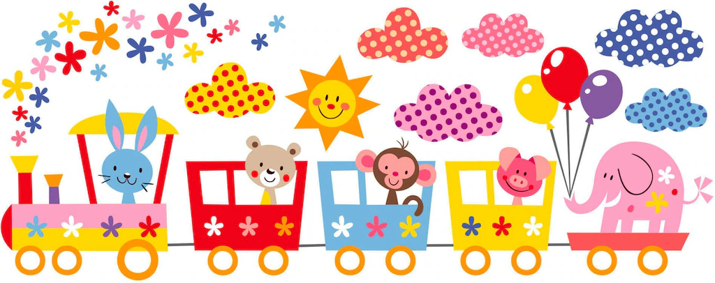 Wall-Art Wandtattoo "Baby Kinderzimmer Lustige Tiere im Zug", selbstklebend günstig online kaufen