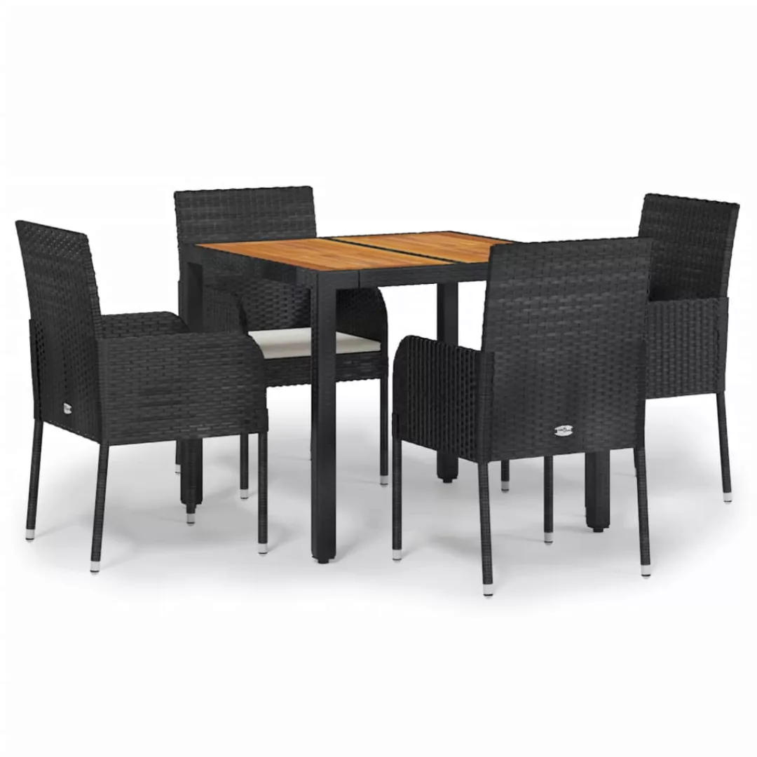 Vidaxl 5-tlg. Garten-essgruppe Mit Kissen Schwarz Poly Rattan günstig online kaufen