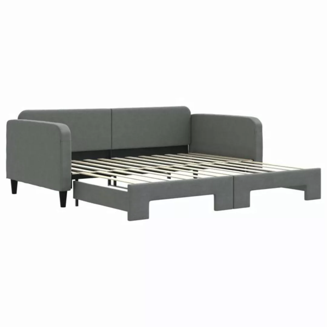 furnicato Bett Tagesbett Ausziehbar Dunkelgrau 100x200 cm Stoff (1-tlg) günstig online kaufen