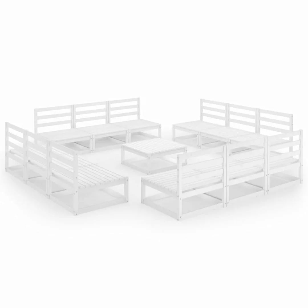 13-tlg. Garten-lounge-set Weiß Kiefer Massivholz günstig online kaufen