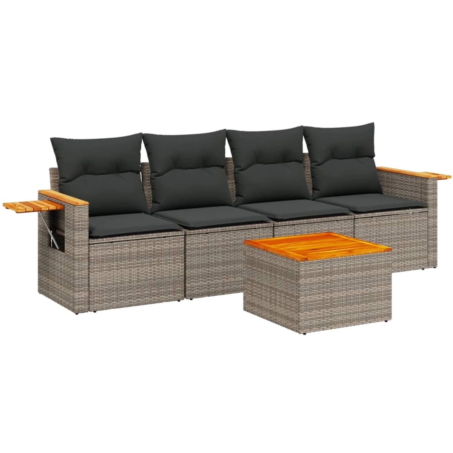 vidaXL 5-Tlg Garten-Sofagarnitur mit Kissen Grau Poly Rattan 3259022 günstig online kaufen