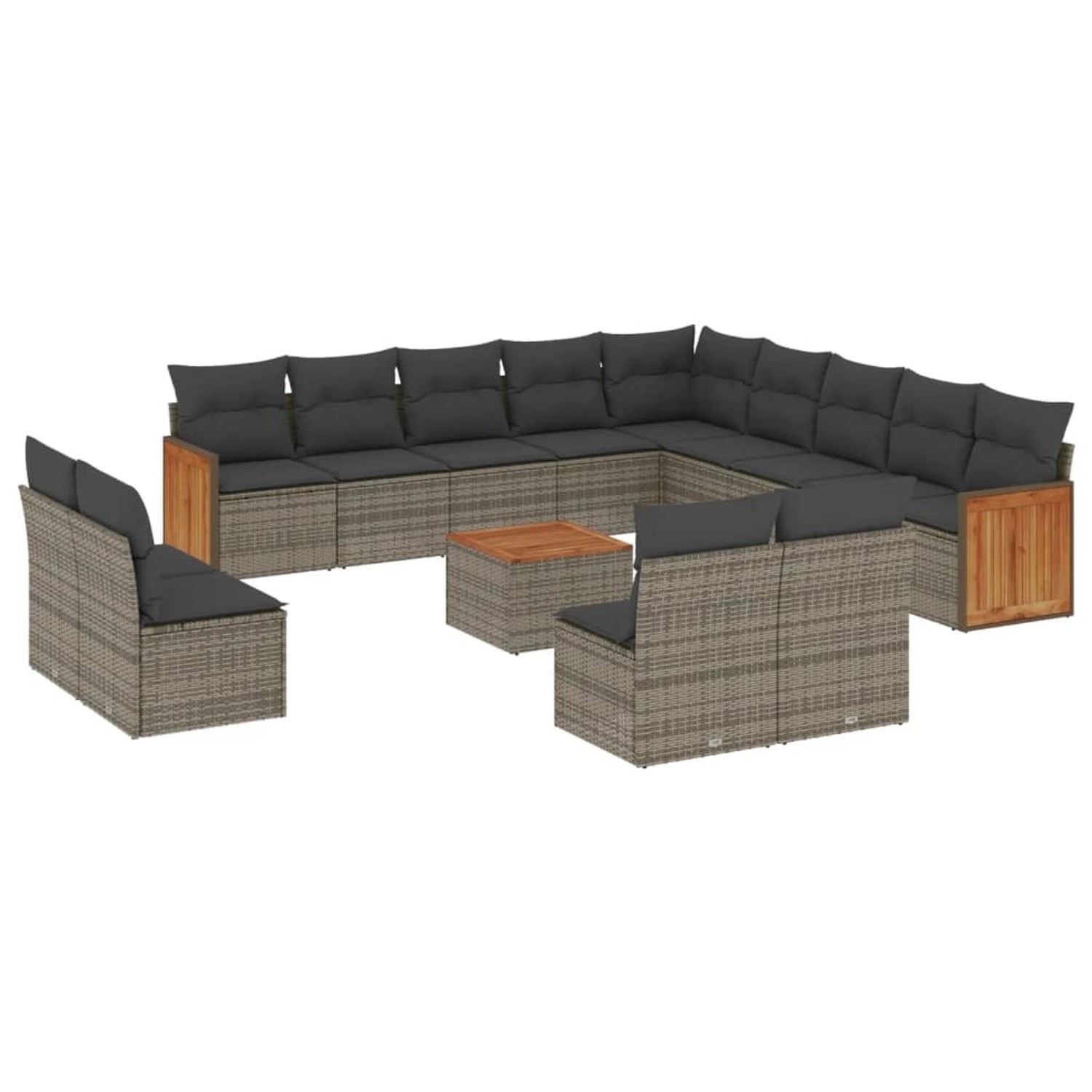vidaXL 14-Tlg Garten-Sofagarnitur mit Kissen Grau Poly Rattan 3228174 günstig online kaufen
