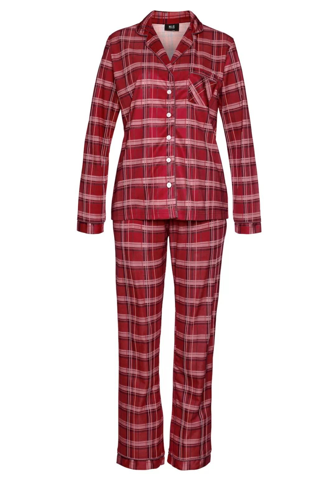 H.I.S Pyjama, (Set, 2 tlg.), aus Flanell mit Allover-Karomuster günstig online kaufen