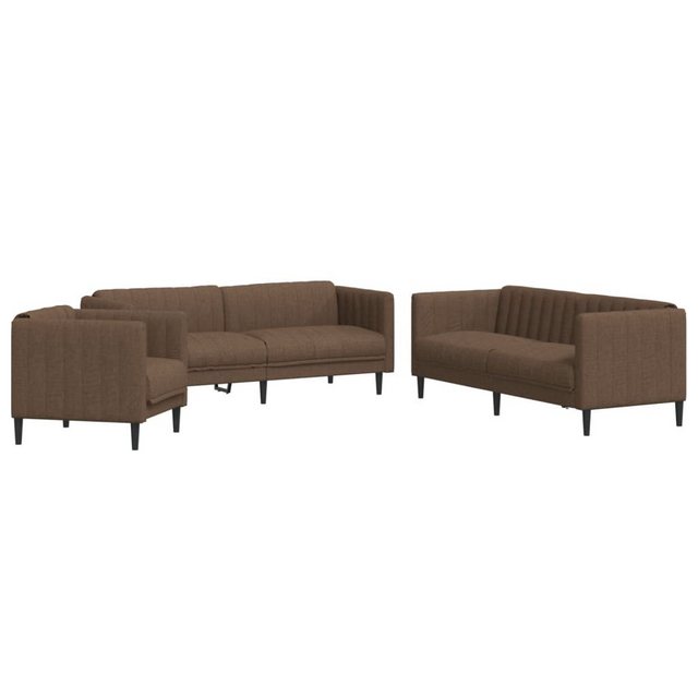 vidaXL Sofa, 3-tlg. Sofagarnitur Braun Stoff günstig online kaufen