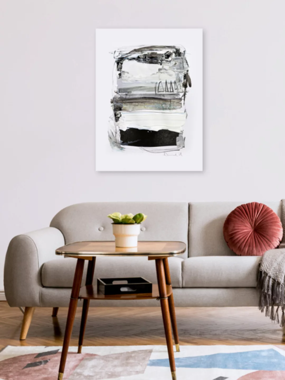 Poster / Leinwandbild - Black And White Abstract günstig online kaufen