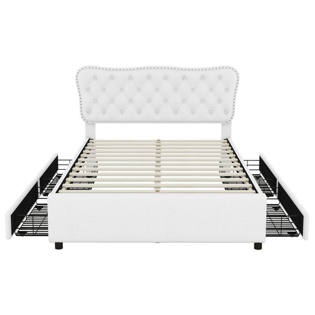 DOPWii Bett 140*200 cm Polsterbett, Doppelbett, Podestbett,mit 4 Schubladen günstig online kaufen