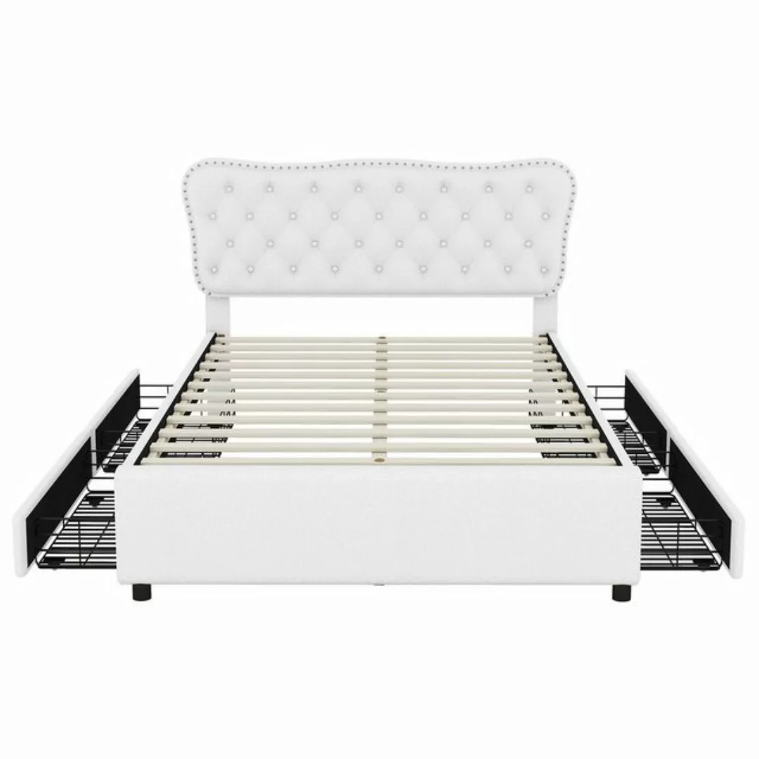 DOPWii Bett 140*200 cm Polsterbett, Doppelbett, Podestbett,mit 4 Schubladen günstig online kaufen