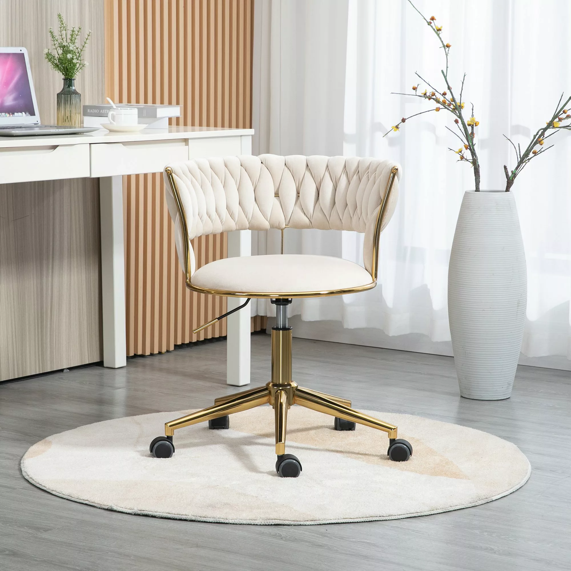 Design-Bürostuhl aus Samt, 360° drehbar, höhenverstellbar, bis 126kg belast günstig online kaufen