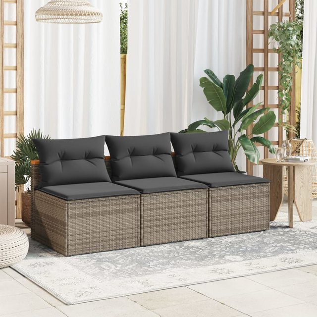 vidaXL Loungesofa Gartensofas ohne Armlehnen mit Kissen 2 Stk. Beige Poly R günstig online kaufen