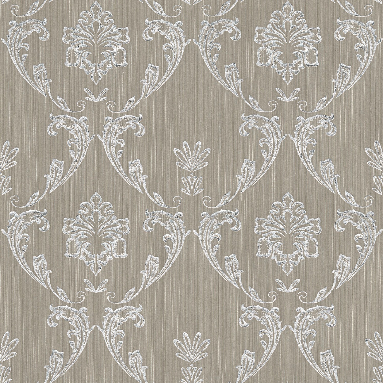 Bricoflor Silber Glitzer Tapete Textil Vliestapete mit Metallic Ornament in günstig online kaufen