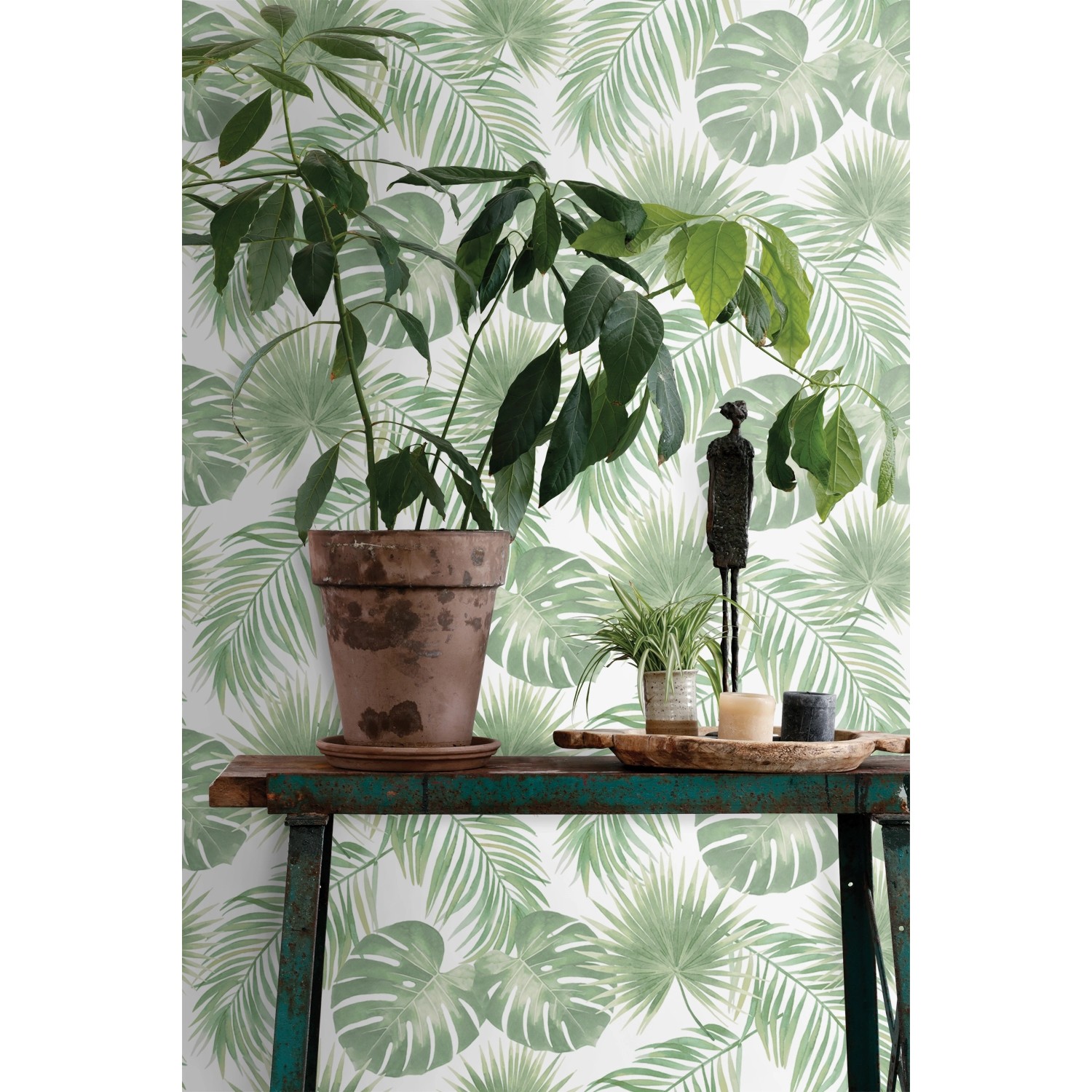 ESTAhome Tapete Tropische Blätter Mintgrün 0,53 x 10,05 m 139012 günstig online kaufen