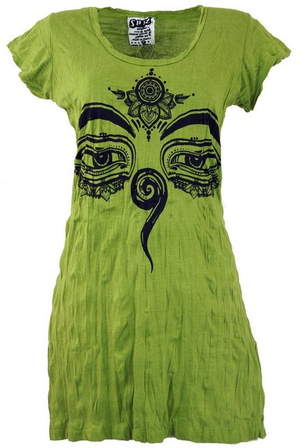 Guru-Shop T-Shirt Sure Long Shirt, Minikleid Buddhas Augen - lemon Festival günstig online kaufen