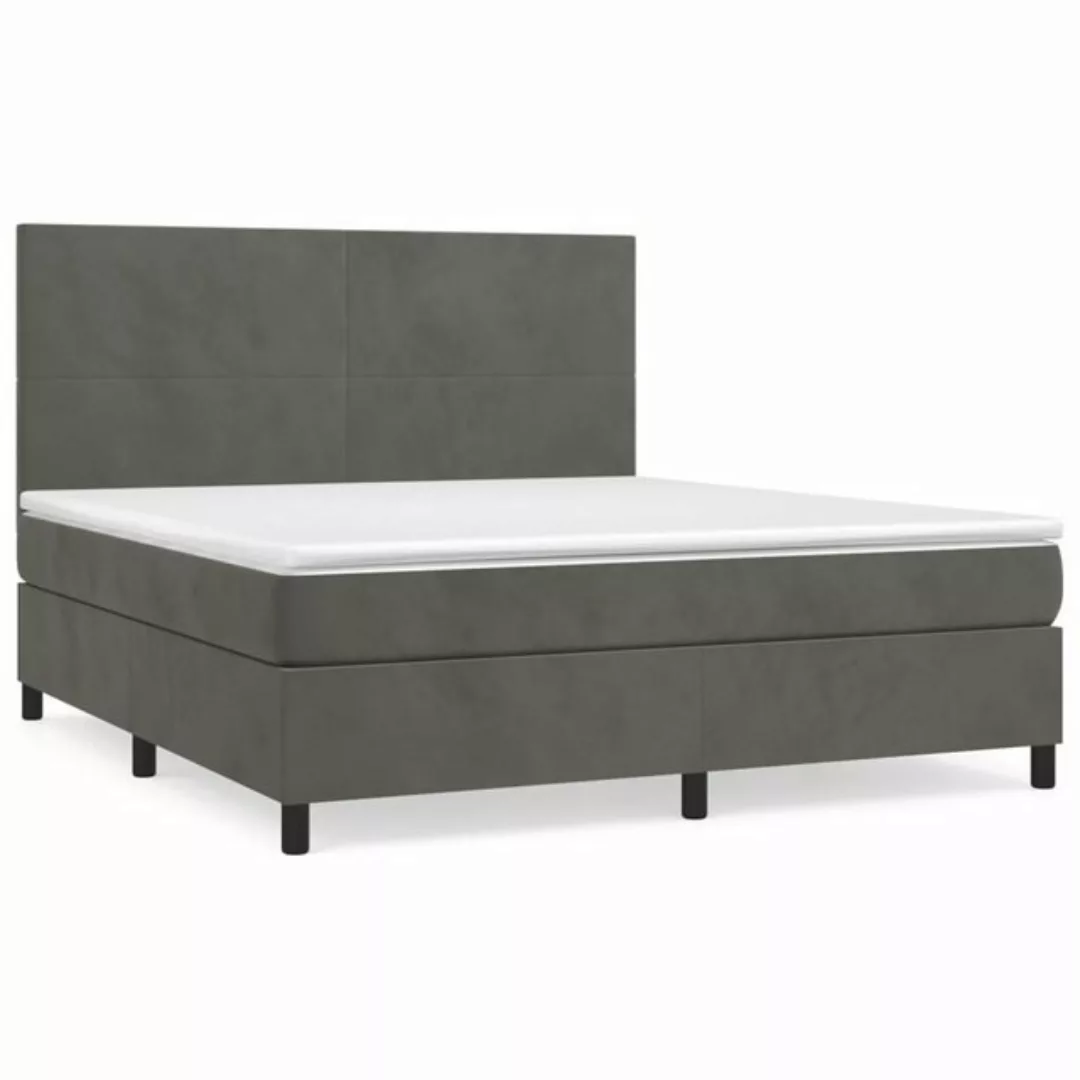 vidaXL Boxspringbett Boxspringbett mit Matratze Dunkelgrau 180x200 cm Samt günstig online kaufen