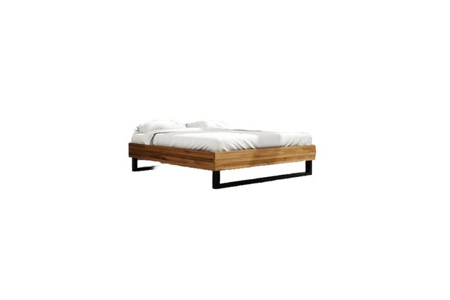 Natur24 Bett Bett Leeds 2 Sonderlänge 200x210 Kernbuche o. Kopfteil mit Met günstig online kaufen