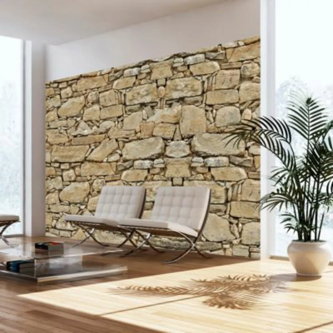 artgeist Fototapete Stone wall beige Gr. 350 x 245 günstig online kaufen
