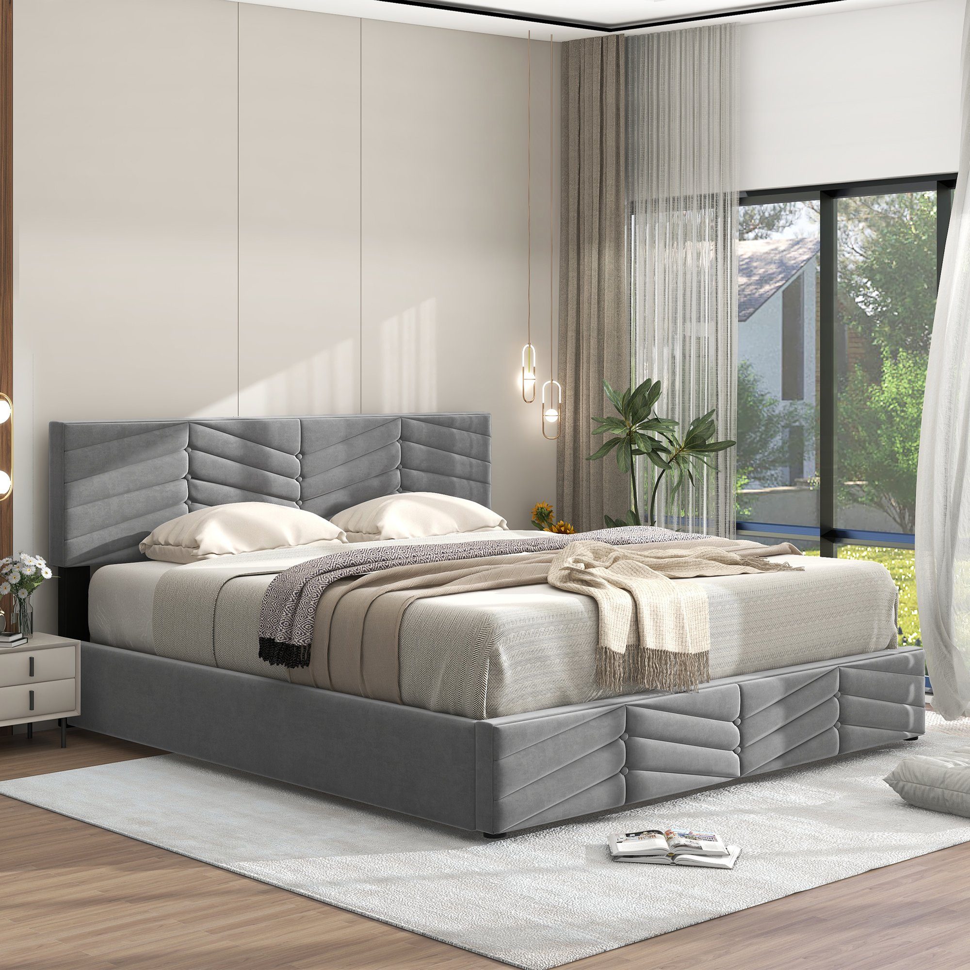 REDOM Polsterbett Doppelbett Bett Stauraumbett Jugendbett günstig online kaufen