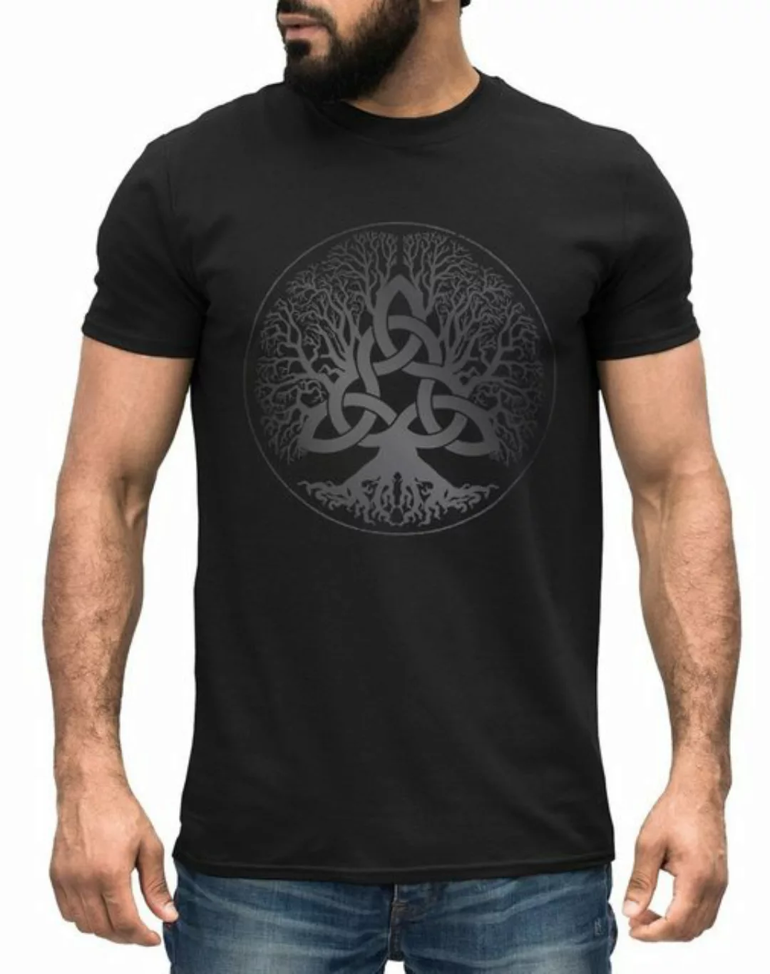 Neverless Print-Shirt Herren T-Shirt Yggdrasil Weltenbaum nordische Mytholo günstig online kaufen