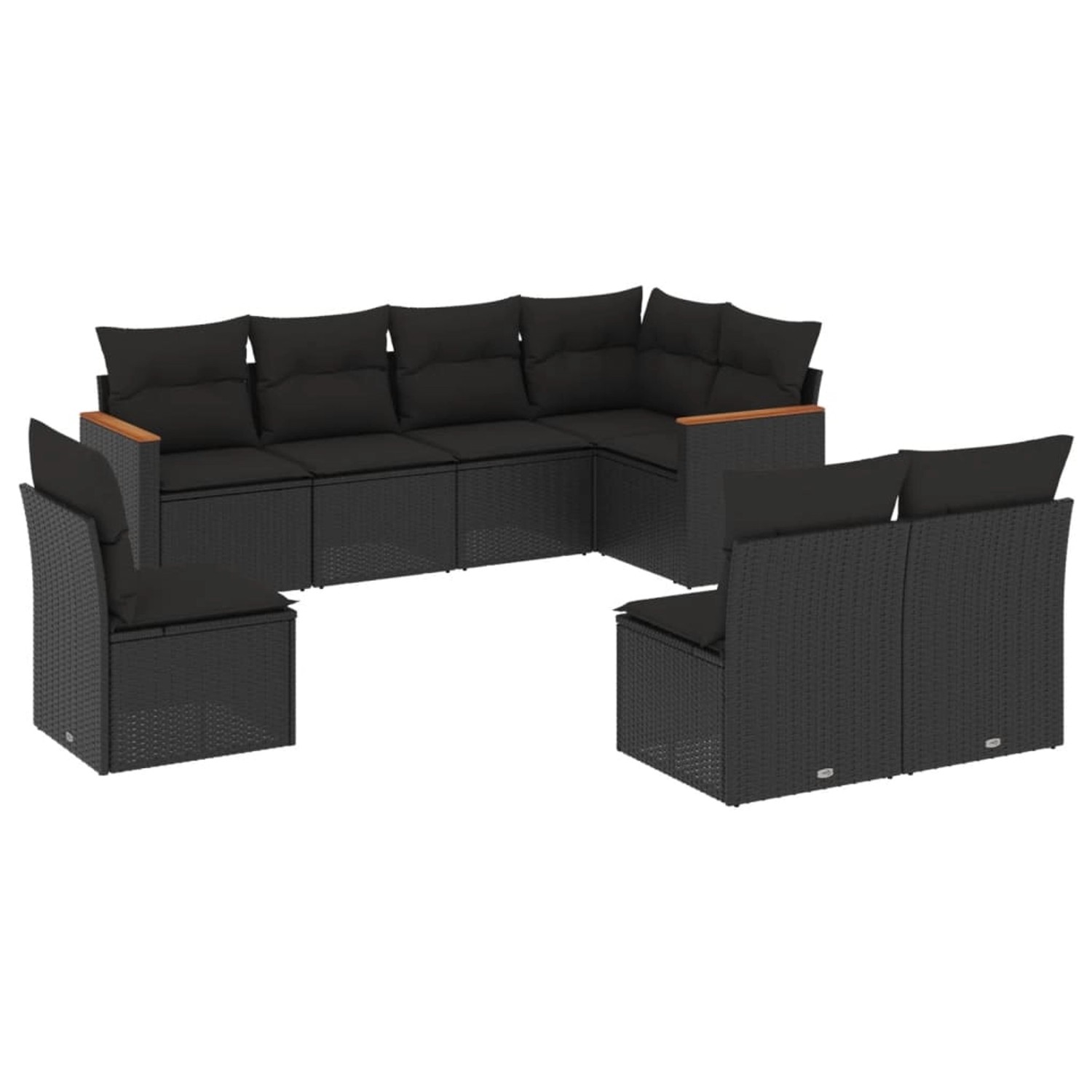 vidaXL 8-Tlg Garten-Sofagarnitur mit Kissen Schwarz Poly Rattan 3226041 günstig online kaufen