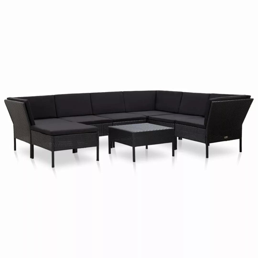 8-tlg. Garten-lounge-set Mit Auflagen Poly Rattan Schwarz günstig online kaufen