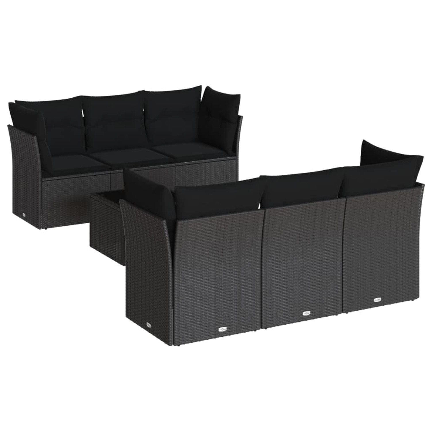 vidaXL 7-tlg Garten-Sofagarnitur mit Kissen Schwarz Poly Rattan Modell 72 günstig online kaufen