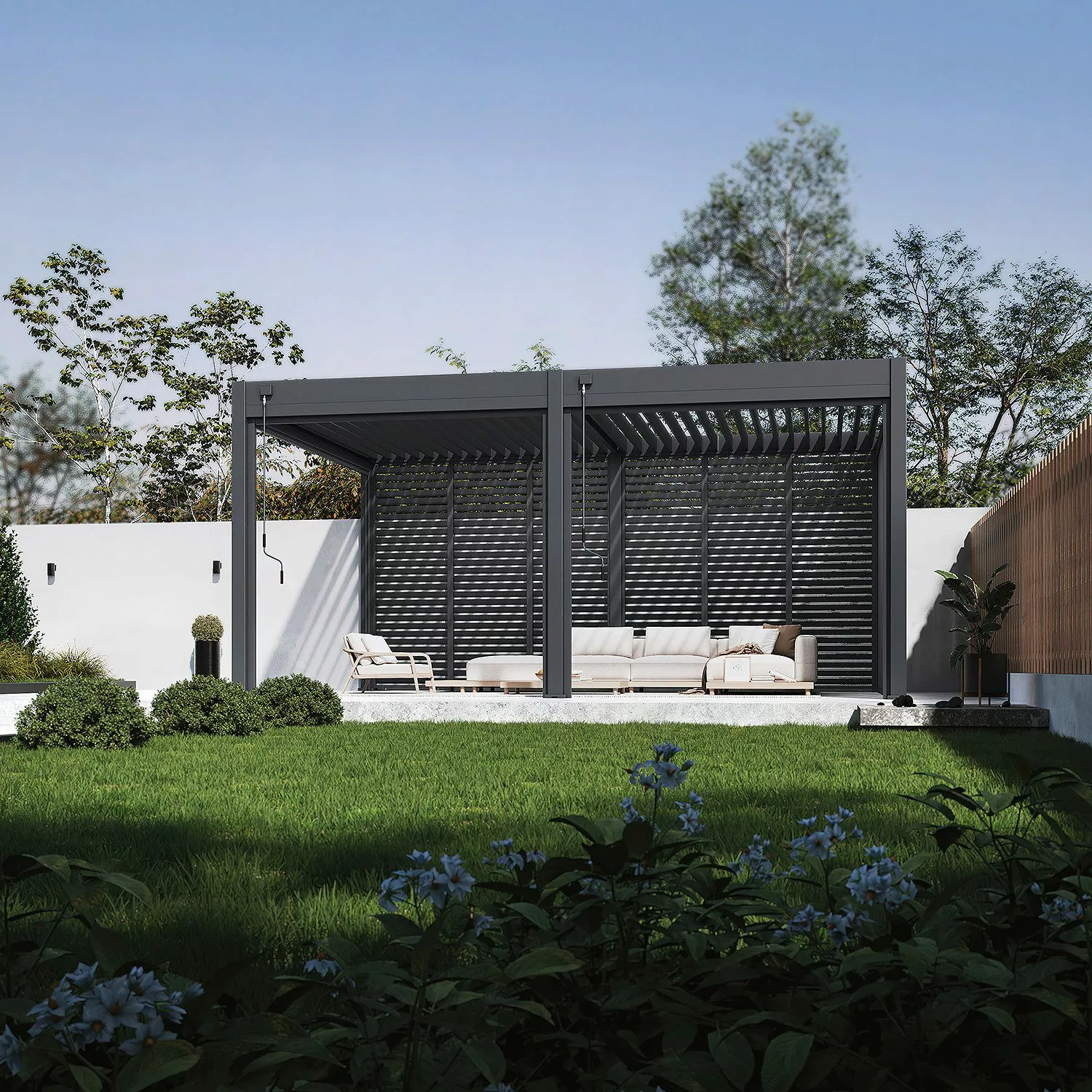 Weide Pavillonseitenteil Horizontale Lamellenwand für Pergola günstig online kaufen