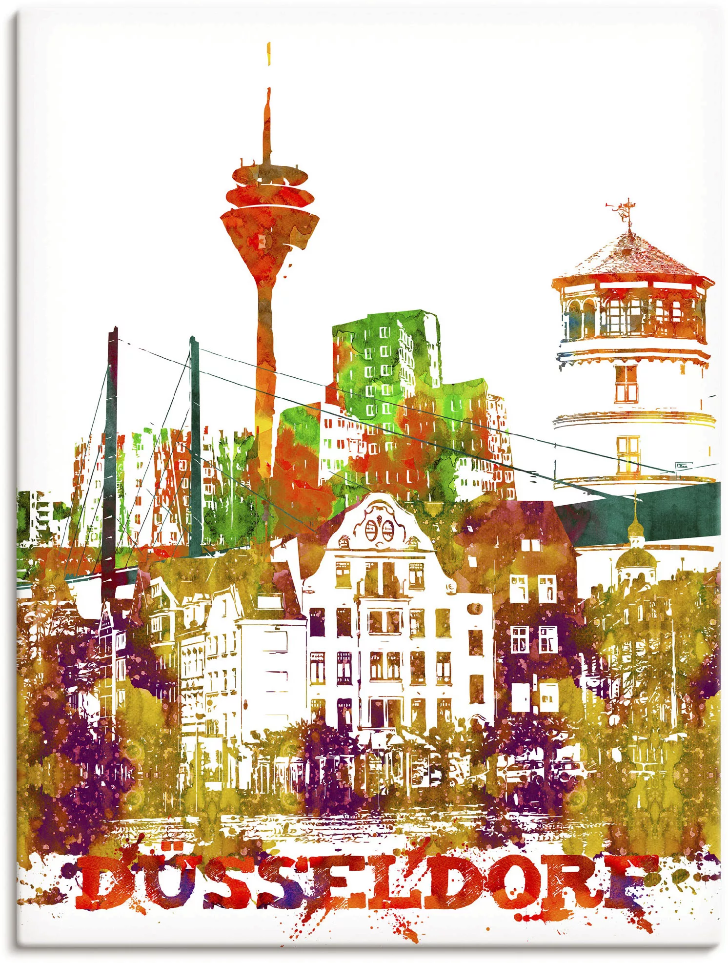 Artland Leinwandbild »Düsseldorf Grafik«, Düsseldorf, (1 St.), auf Keilrahm günstig online kaufen