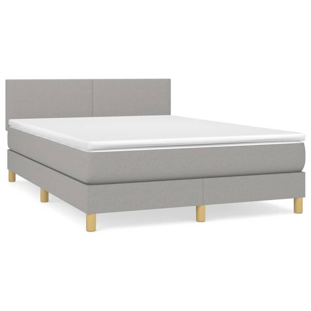 furnicato Bett Boxspringbett mit Matratze Hellgrau 140x200 cm Stoff günstig online kaufen