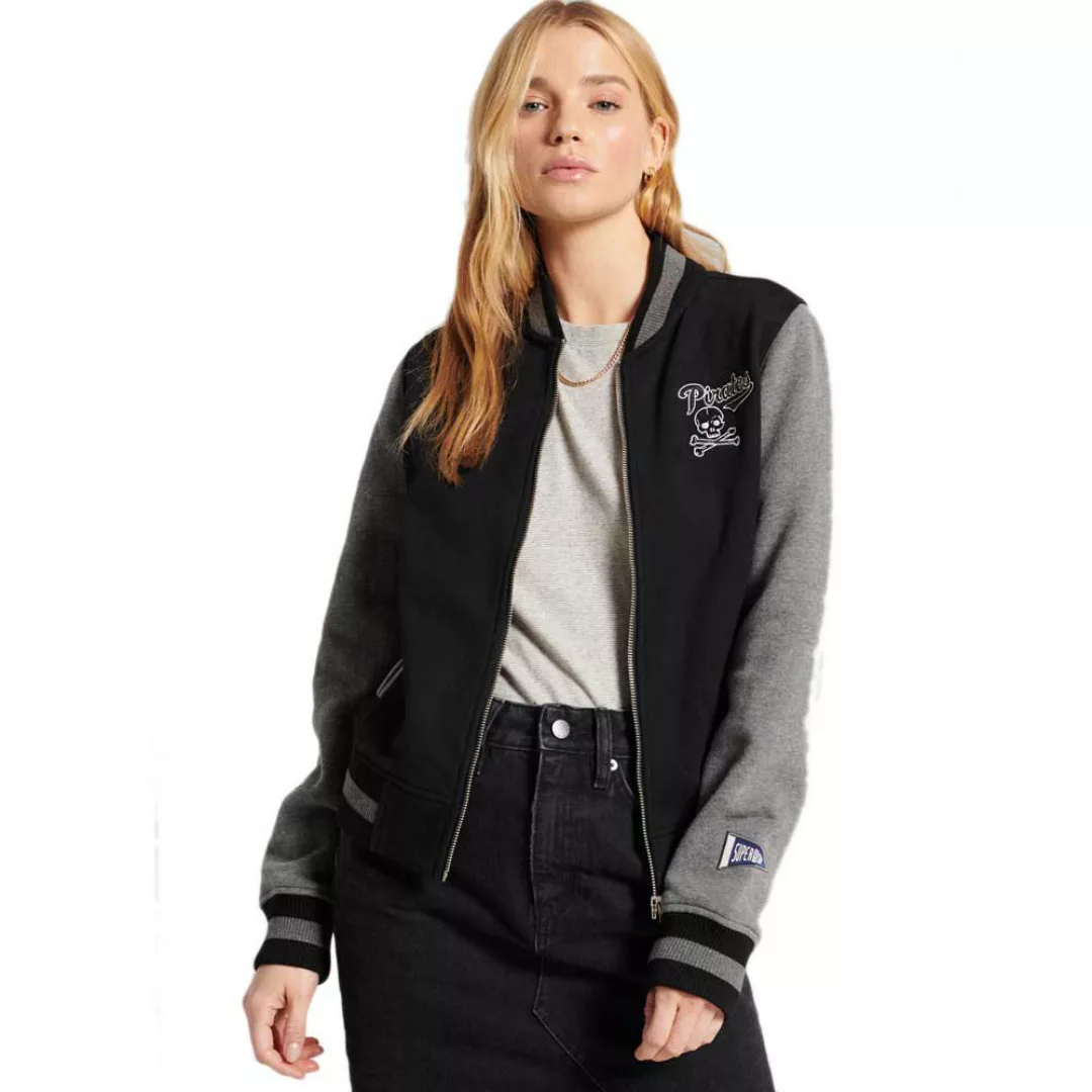 Superdry Collegiate Scripted Baseball Bomber Sweatshirt Mit Reißverschluss günstig online kaufen