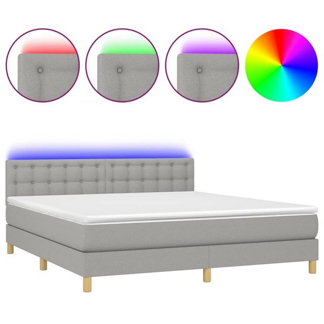 vidaXL Boxspringbett Boxspringbett mit Matratze LED Hellgrau 180x200 cm Sto günstig online kaufen