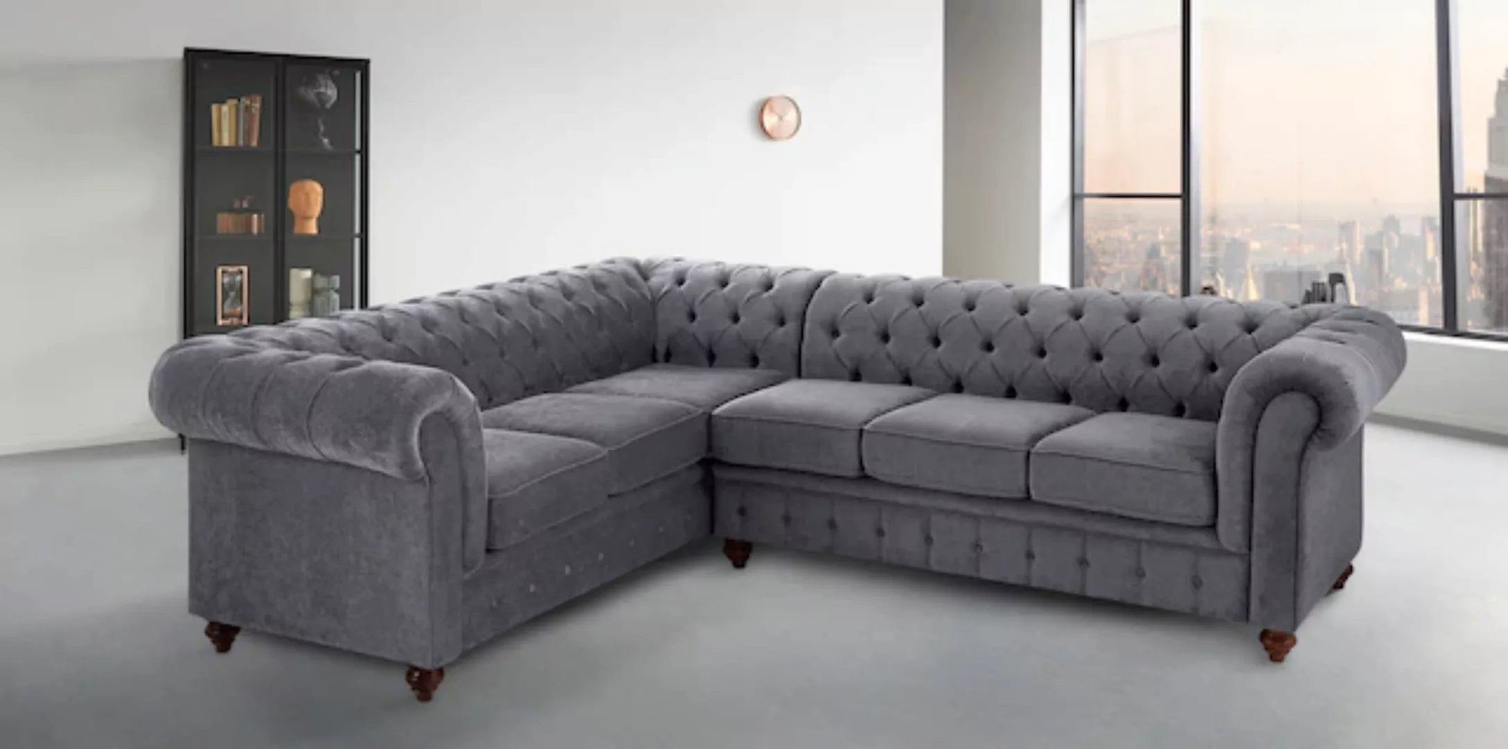 Home affaire Chesterfield-Sofa »Chesterfield Ecksofa, auch in Leder L-Form« günstig online kaufen